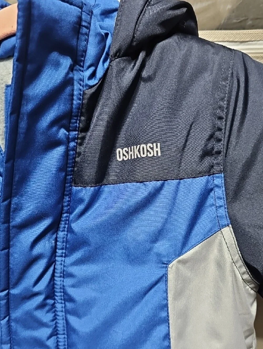 OshKosh B'gosh Blue, Navy & Light Gray Colorblock Puffer Jacket